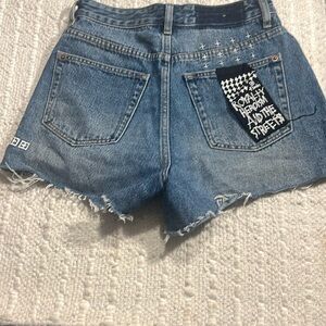 Ksubi Blue Jean Shorts with Patchwork